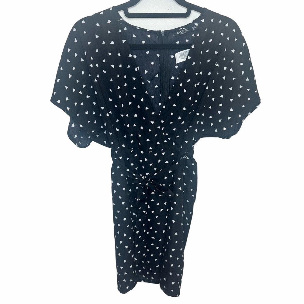 Nasty Gal Black & White Polka Dot Dress Size 8